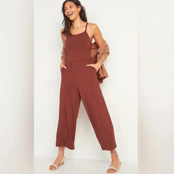 Old Navy Pants - Old Navy Brown Knit Cami Wide Leg Jumpsuit Size L